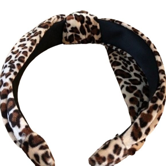 Velveteen Leopard Print Headband - Picture 4 of 6